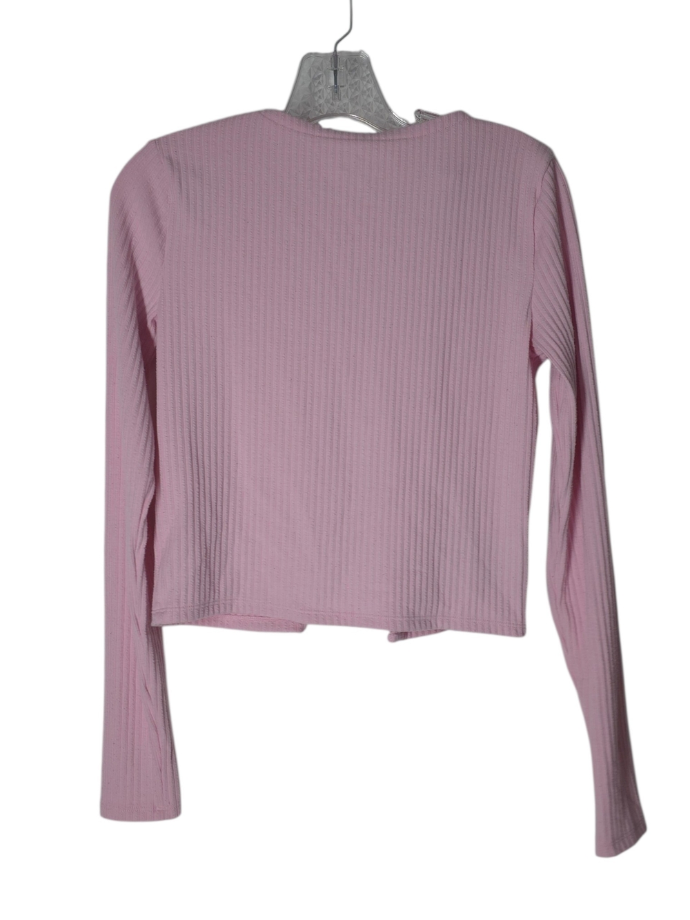 Hollister Light Pink Ribbed Tie-Front Long Sleeve Top - Picture 2 of 8